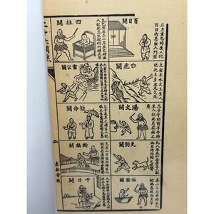 Antique‎ Chinese Book Page Woodblock Print Zodiac Figures Divination Art
